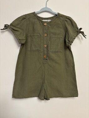Zara Toddler Olive Green Button-Front Romper